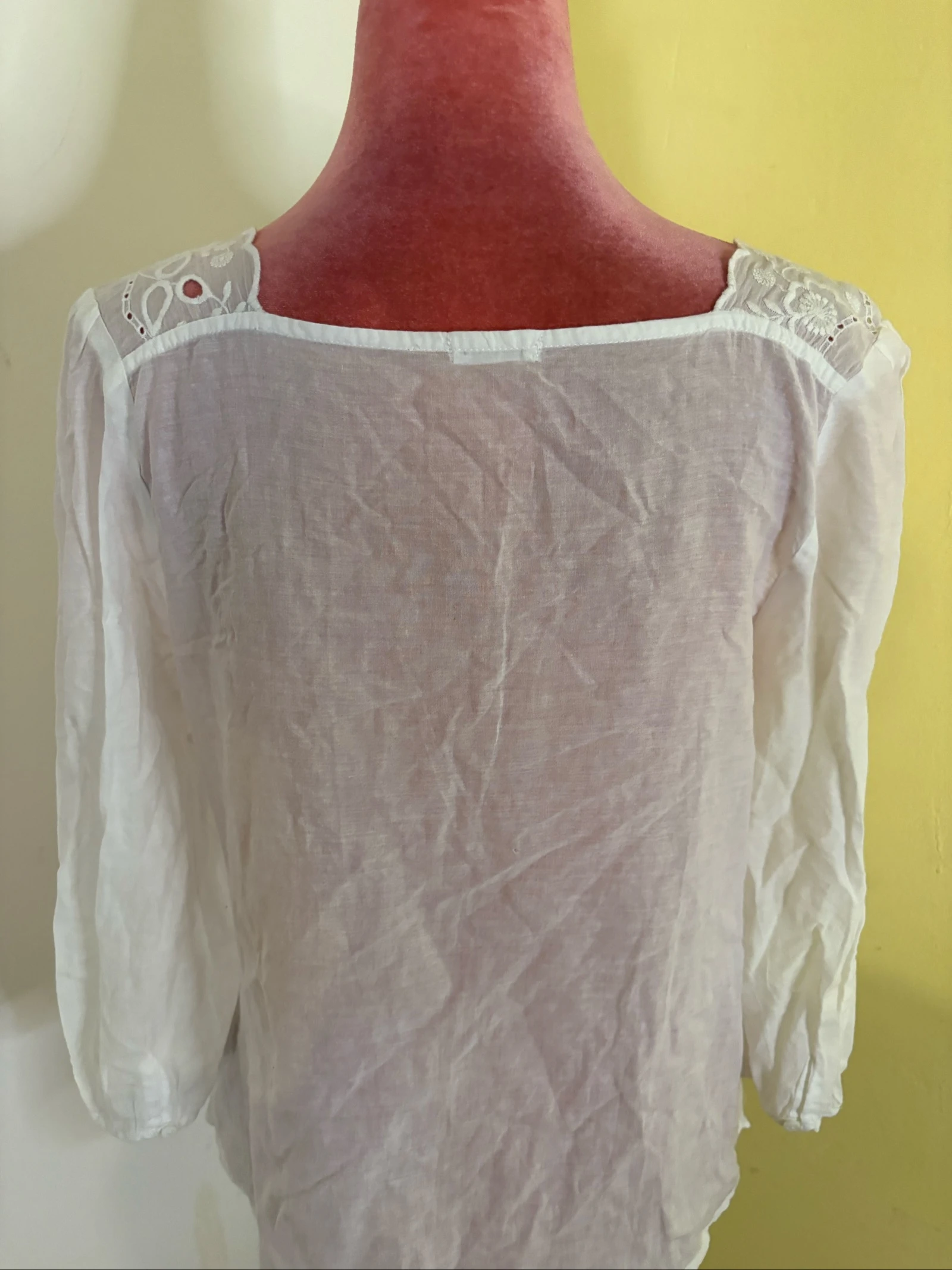 Romantic White Blouse with English Embroidery - Square Neckline – photo 5